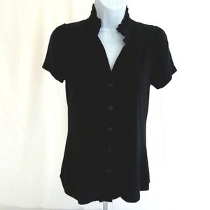 ING Women's Black Button Front Blouse Opening Back Size Medium